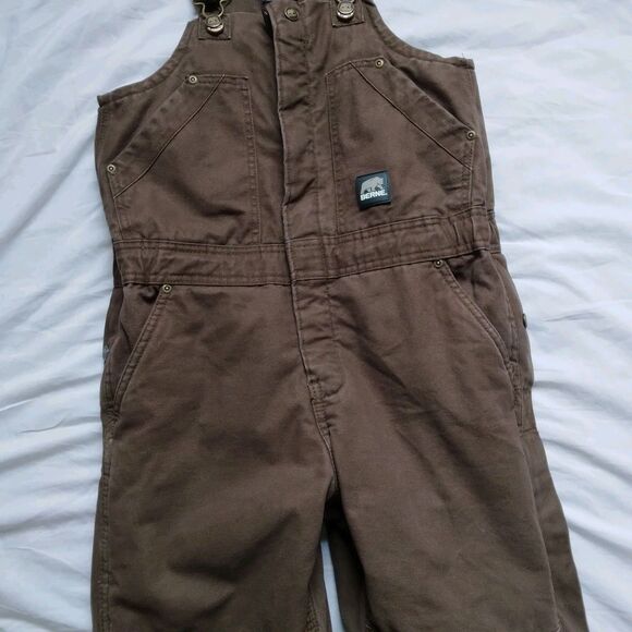 Berne Insulated Canvas Bibs Overalls Youth Medium 10-12 Brown Adjustable BB21BB - Picture 5 of 13